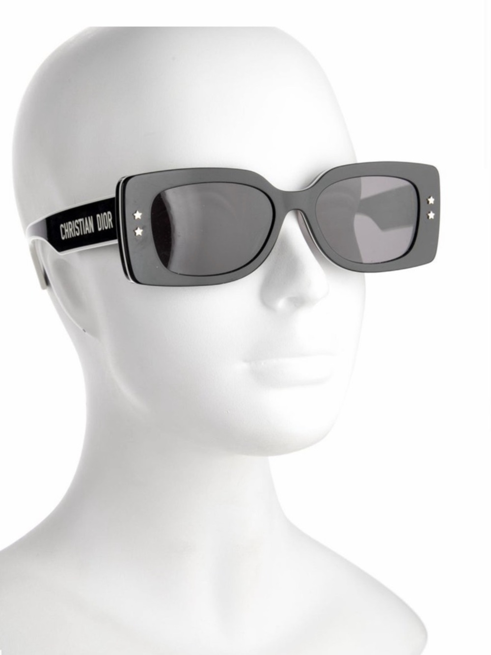 Dior Black Rectangular Star Accent Sunglasses
